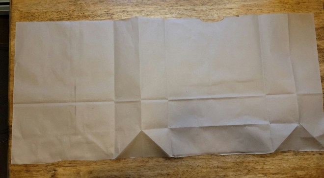 Cut open paper bag laid flat