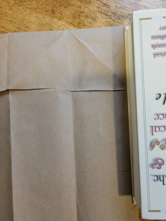 Book cover flap folded down