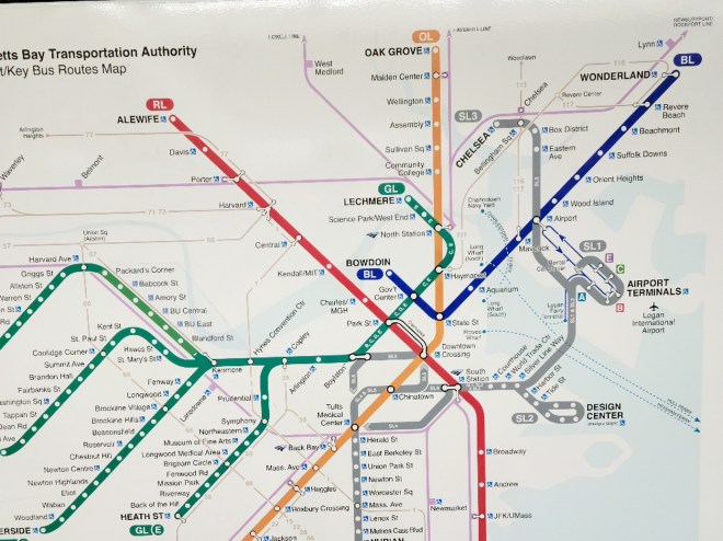 Map of public transportation around Boston