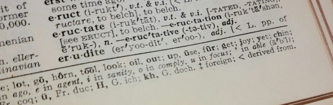 Close up of erudite on a dictionary page