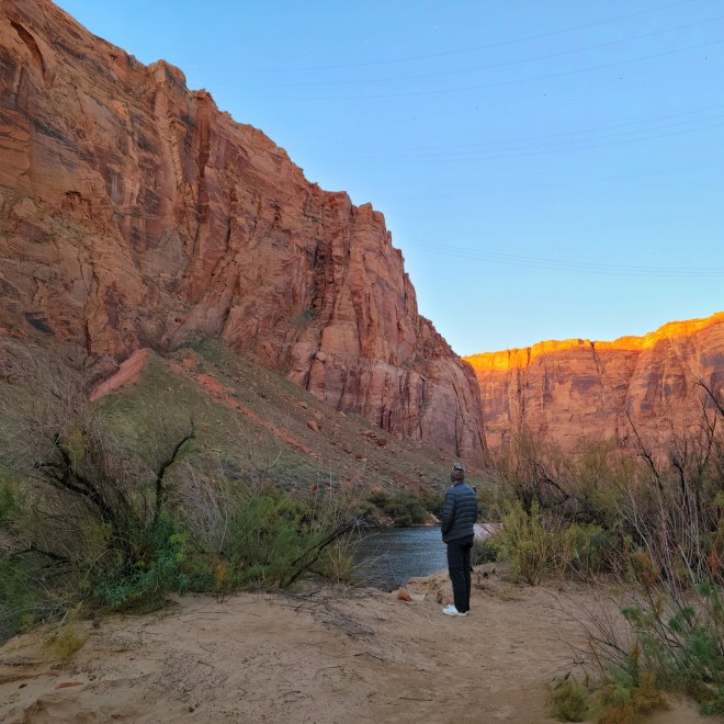 Sun beginning to shine on canyon walls