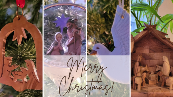 Four pictures of Christmas symbols
