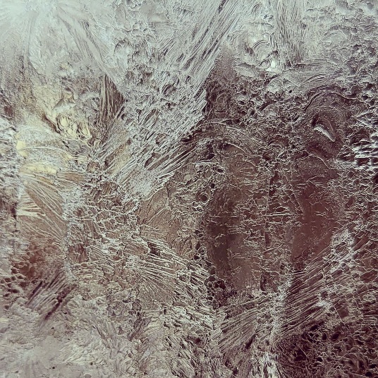 Closeup of frost on window pane