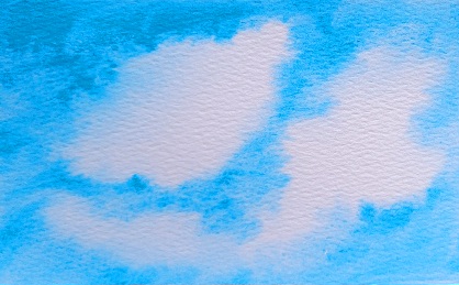 White watercolor clouds against a dark blue sky